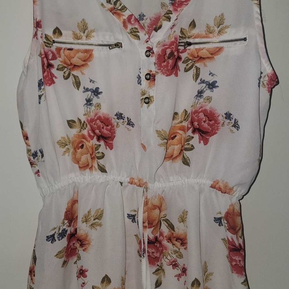 Rue21 Floral Sleeveless Blouse - White and Pink